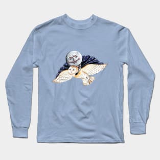 Moon man and the flying owl Long Sleeve T-Shirt